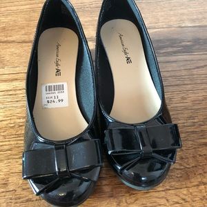 EUC! Black patent leather girls wedge fancy shoes
